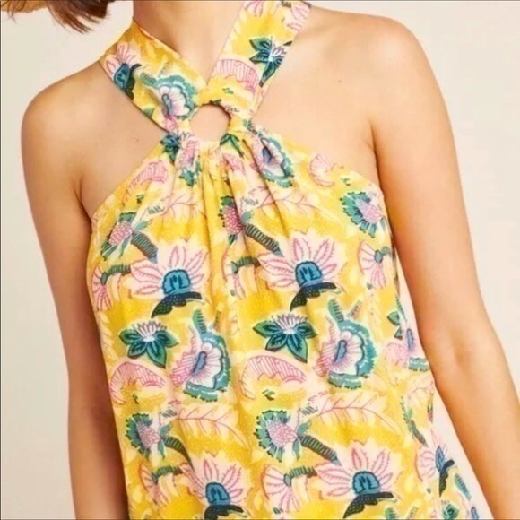 Maeve Yellow Floral Cross Top NWT - Picture 1 of 11